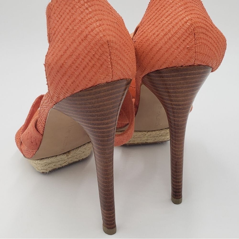 Halston Orange Espadrille Platform Pumps Size 10 - Picture 14 of 15